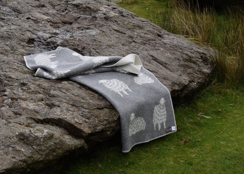 Grey Sheep Blanket Winter Cosy Blanket Throw Reversible Etsy