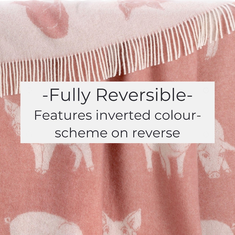 Piglet Wool Throw | Cozy Pink Blanket with Tassels for Chair, Bed & Sofa image 8