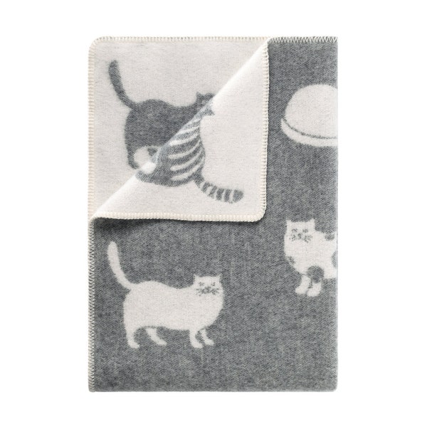 Couverture pour chat, petite couverture réversible grise et blanc cassé, jeté de genou en laine douce de haute qualité, couvre-lit pour bébé, petite couverture d'hiver pour fauteuil