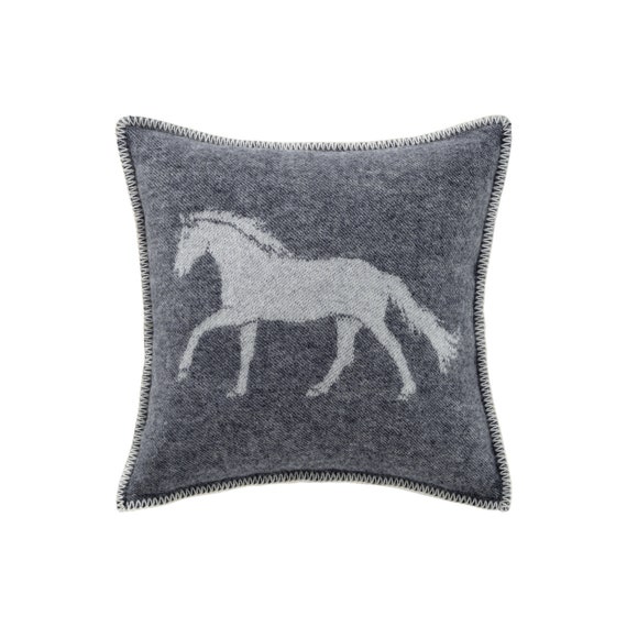 Soft Black Horse Cushion Cover Made from Pure Wool Chair Etsy 日本