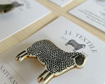 Natural Sheep Pin | Engraved Sheep Brooch | Handmade Animal Lapel Pin | Sheep Lover Gift | Sheep Jewellery | Goat Horn Gift Brooch