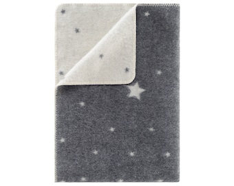 Petite couverture en laine mérinos Twinkle Star, Couverture pour enfant avec étoiles grises, Couvre-lit réversible de haute qualité, Couverture de Noël, Jeté genou, Lit de bébé