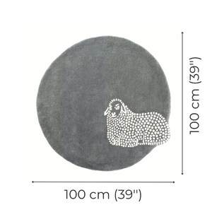 Handgetuft schapenkleed | Mat van 100% pure Nieuw-Zeelandse wol | Rond tapijt | Inrichting kinderkamer, slaapkamer, woonkamer afbeelding 9