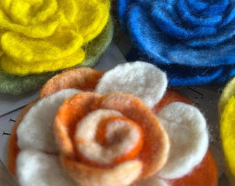 Hand Felted Rose Brooch | Wool Felt Flower Corsage | Handmade Floral Lapel Pin | Needle Felted Accessory | Gift for Her