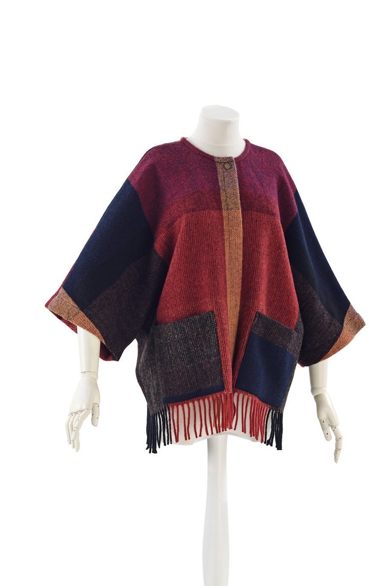 wrap wool jacket washable natural with pockets coat one size light unlined orange mum jjtextile with fringes brown worm black