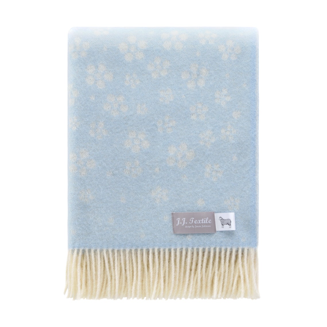 Light Blue Flowers Throw Floral Pure Wool Blanket Summer Etsy Polska