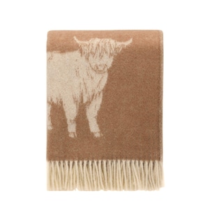Brown Highland Cow Wool Throw | Woven from Pure Wool