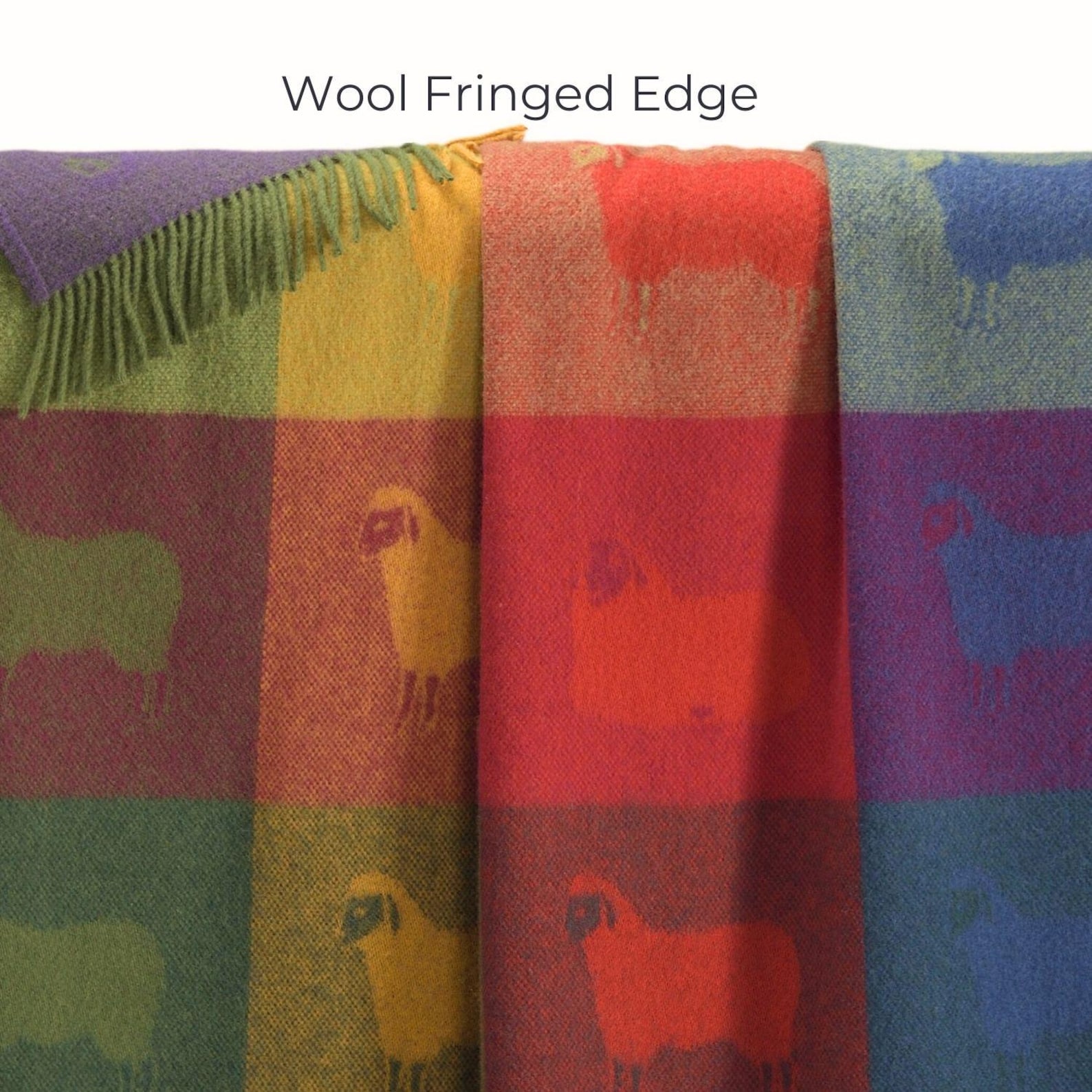 Autumn Sheep Wool Throw | Woven Blanket made from Pure Wool | Colourful Checks Plaid