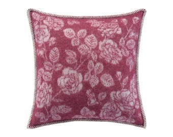 Rose Cushion Cover | Pure Wool Reversible Pillowcase | 45 x 45cm/ 18 x 18"