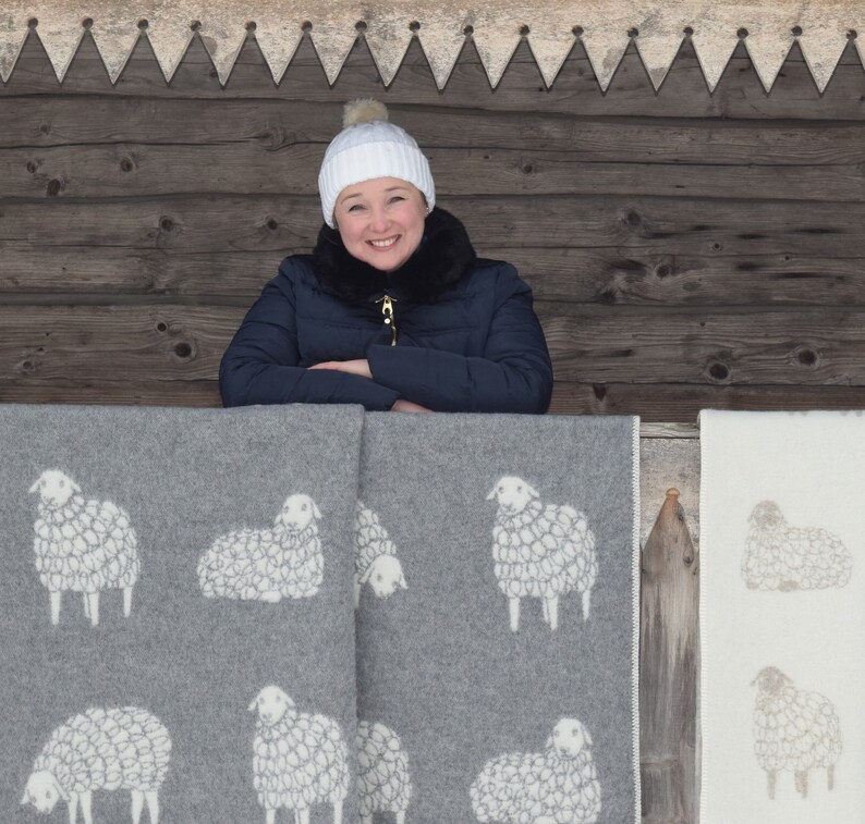Grey Sheep Blanket Winter Cosy Blanket Throw Reversible Etsy