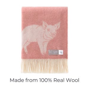 Piglet Wool Throw | Cozy Pink Blanket with Tassels for Chair, Bed & Sofa image 7