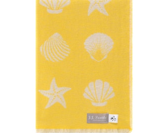Couverture en coton pur coquillage jaune, couverture en coton pour les voyages d'été, le camping, les pique-niques et la plage