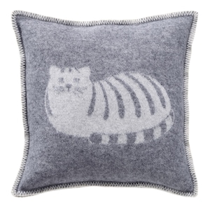 Cat Cushion Cover | Pure Wool Reversible Grey Pillowcase | 45 x 45cm/ 18 x 18 in