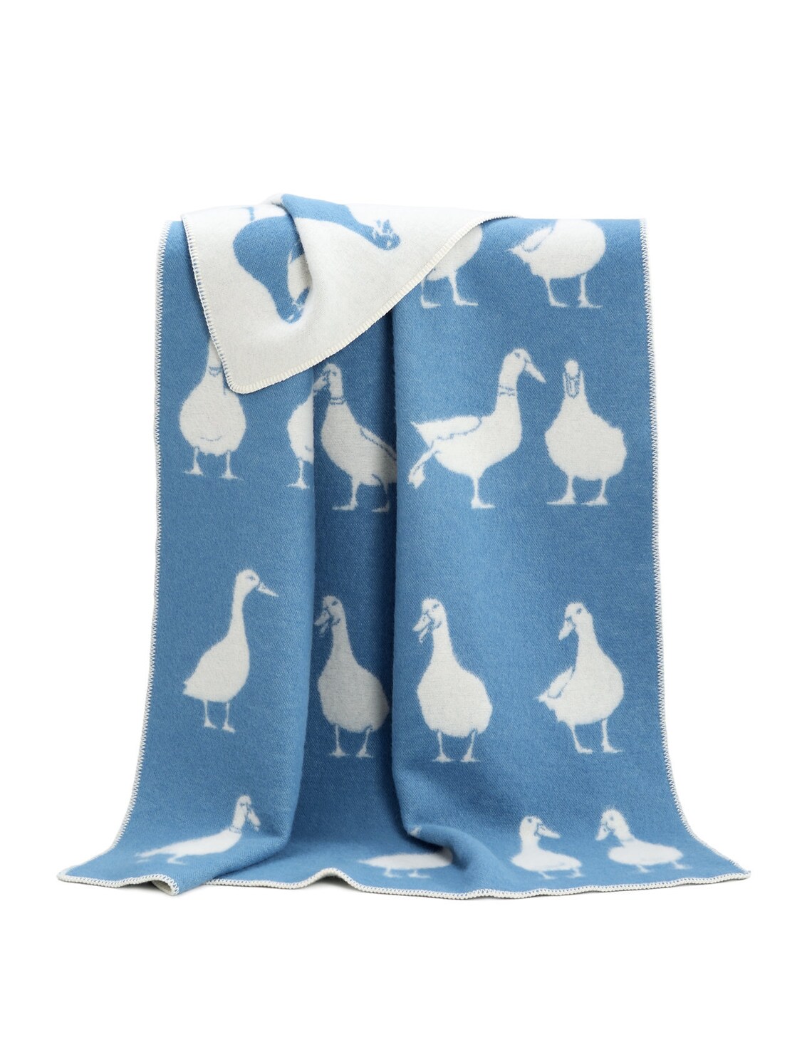 Blue Duck Wool Blanket With Reversible Pattern Blue/ off Etsy UK