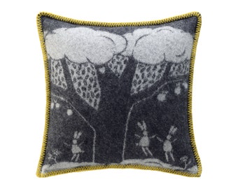 Housse de coussin monochrome Ellis, en pure laine, entièrement réversible, taie d'oreiller carrée 45 x 45 cm/ 18 x 18 pouces