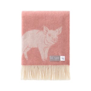 Piglet Wool Throw | Cozy Pink Blanket with Tassels for Chair, Bed & Sofa image 4