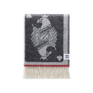 Manta de lana con forma de naipes / Manta tejida hecha de lana merino reciclada / Suave en negro, rojo y blanquecino / Regalo ideal para inauguración de la casa