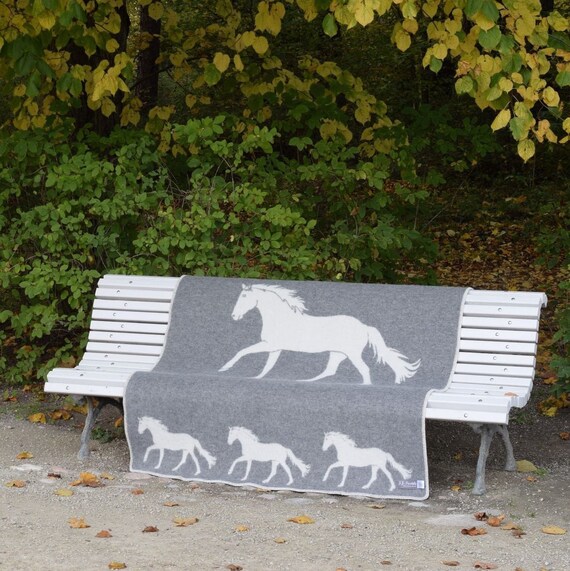 Grey Horse Blanket Neutral Cosy Throw Reversible Bedspread Single Bed Size for Bedroom and Lounge Decor Equestrian Style Etsy Canada