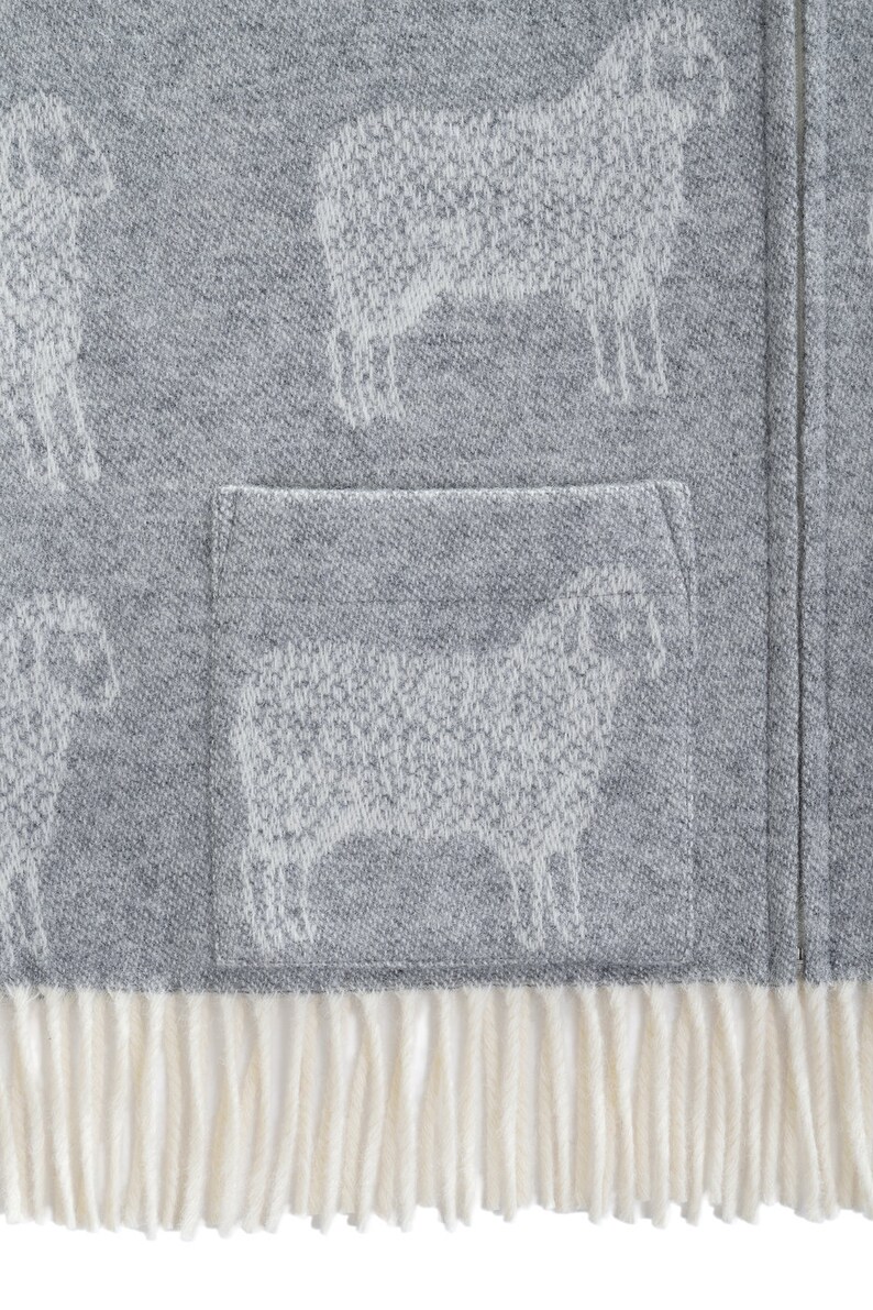 worm unlined wool with pockets with fringes off white jacket grey washable light wrap natural jj textile one size sheep coat