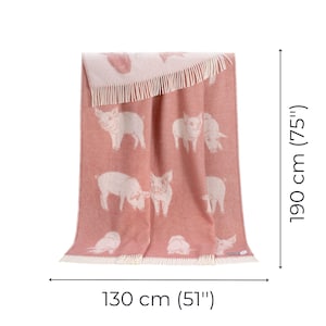 Piglet Wool Throw | Cozy Pink Blanket with Tassels for Chair, Bed & Sofa image 9