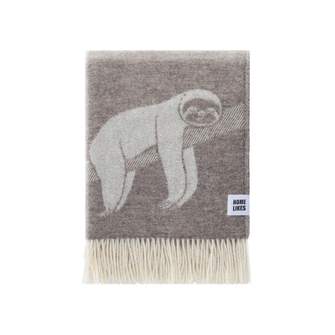 Sloth Wool Throw | Woven Blanket Made From Recycled Merino Wool | Beige ...