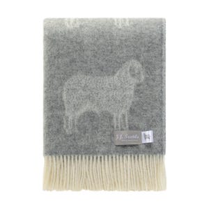 Soft Grey Sheep Wool Throw | Woven Blanket made from Pure Wool | Ideal for Housewarming Gift