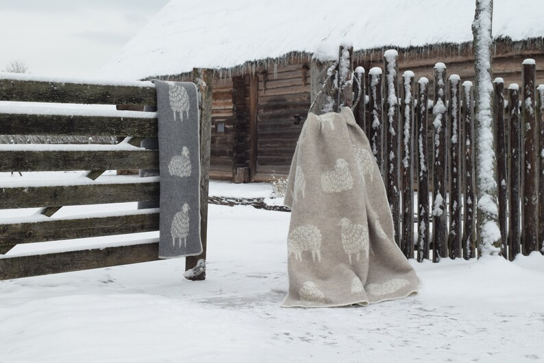Grey Sheep Blanket Winter Cosy Blanket Throw Reversible Etsy