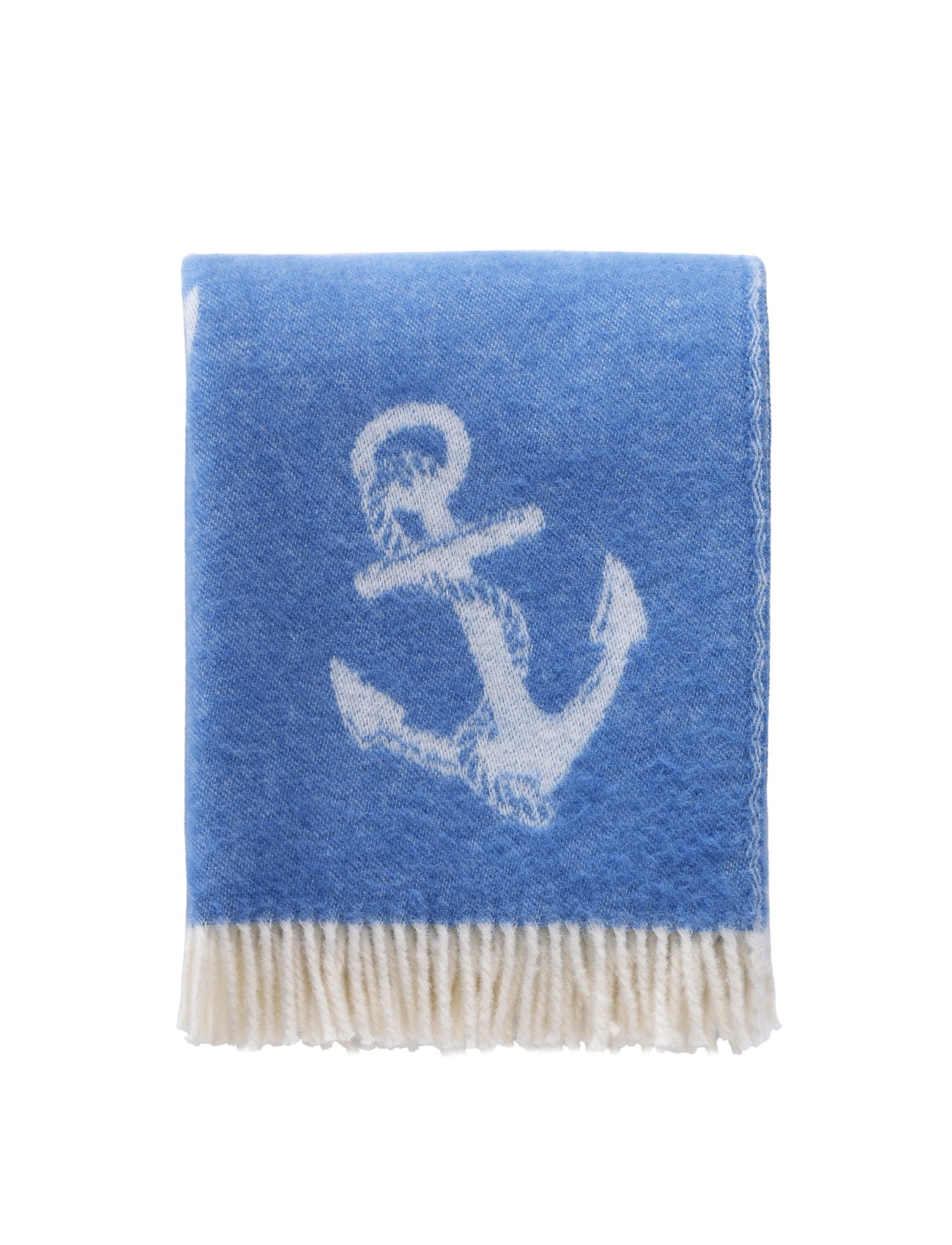 Blue Throw Anchor Wool Throw Blanket Nautical Blanket Boat Etsy