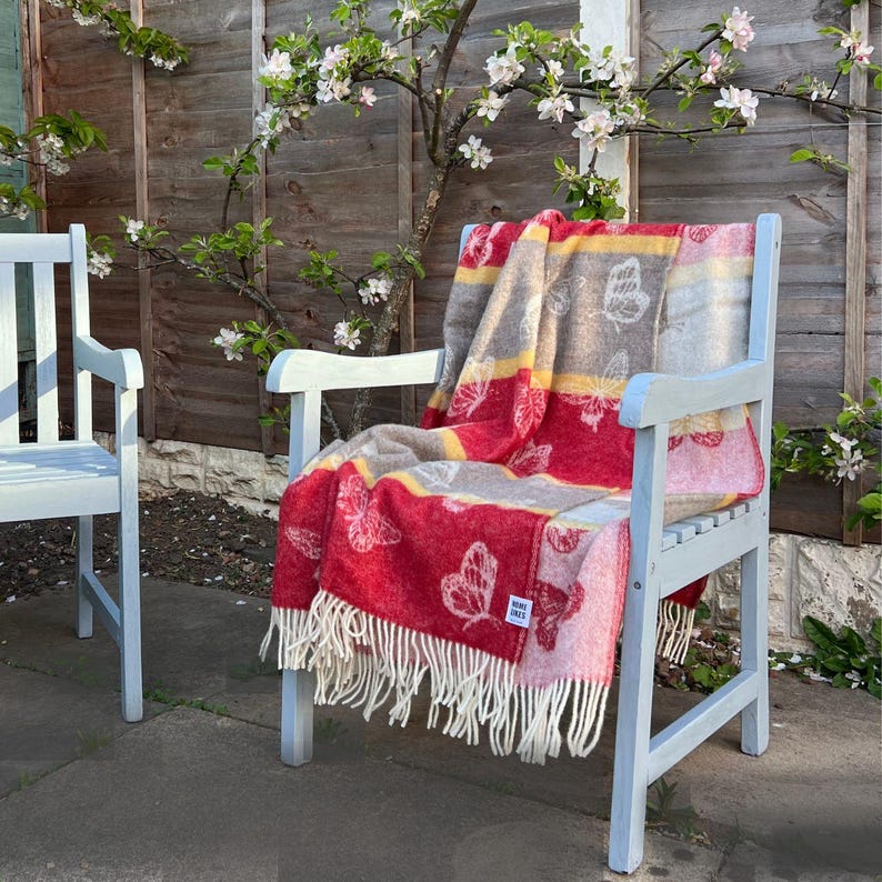 JJTextile Butterfly Stripe Wool Throw
