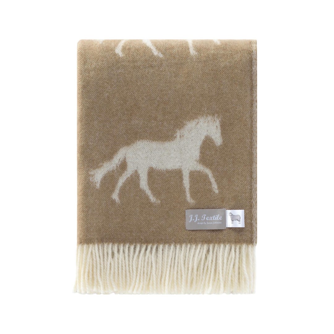 Brown Horse Throw | Woven Blanket made from Pure Wool | Ideal for Housewarming Gift