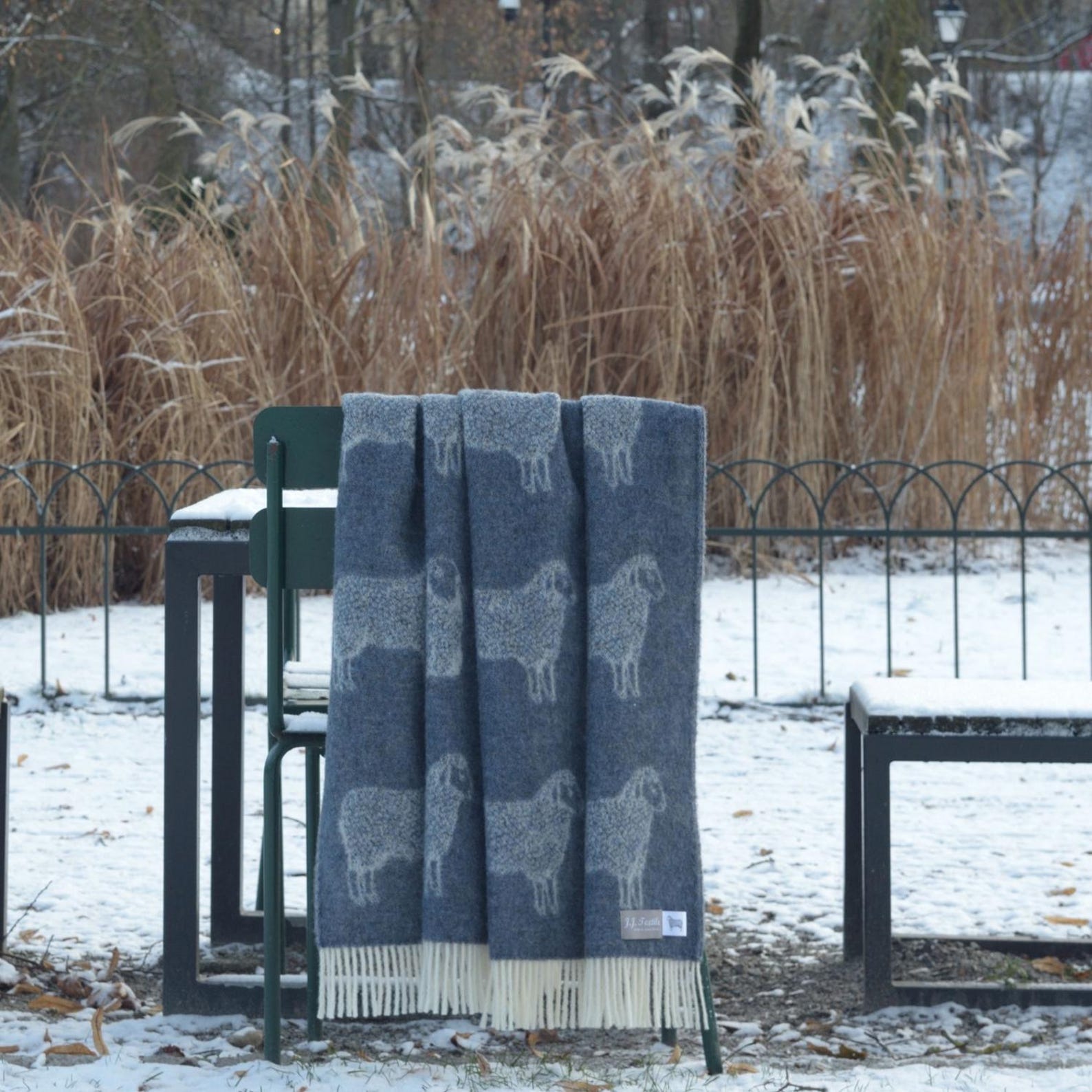 Denim Blue Sheep Wool Throw