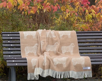 Brown Sheep Wool Throw | Woven Blanket made from Pure Wool | Ideal for Housewarming Gift