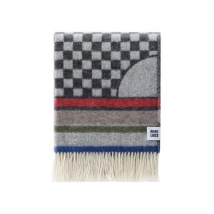 Geometric Wool Throw | Woven Checked Blanket made of Recycled Merino Wool | Black and White Contemporary Decor | Gift for Him