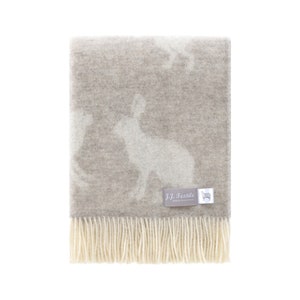 Hase Wolldecke | Beige Kaninchen-Decke | Einweihungsparty Geschenk | Geschenke für Sie und Ihn