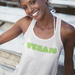 Vegan Shirt Sega Style Vegan Logo Tank Top Vegetarian Shirt Vegan Gift Vegant Art Women&#39;s Racerback Tank