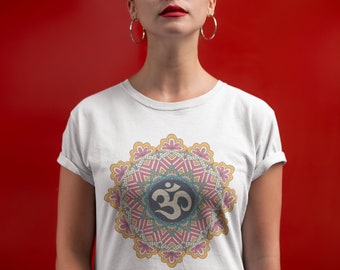 Om Yantra Mandala Shirt Yoga Meditation Spiritual T-shirt Ohm Aum Sacred Geometry Hindu Buddhist Clothing Men's Unisex Tee