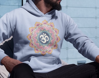 Sri Ohm Mandala Hoodie Om Yoga Meditation Spiritual Shirt Sacred Geometry Boho Unisex Hooded Flleece Sweatshirt