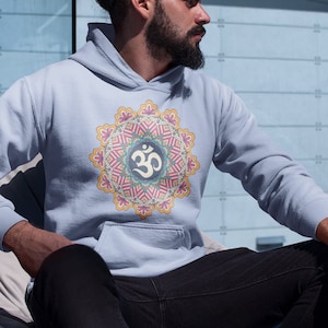 Sri Ohm Mandala Hoodie Om Yoga Meditation Spiritual Shirt Sacred Geometry Boho Unisex Hooded Flleece Sweatshirt image 1