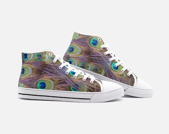 Peacock Feather Shoes Nature Art Outfits Men's Unisex High Top Sneakers