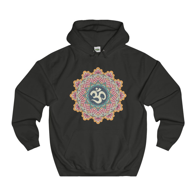 Sri Ohm Mandala Hoodie Om Yoga Meditation Spiritual Shirt Sacred Geometry Boho Unisex Hooded Flleece Sweatshirt image 4