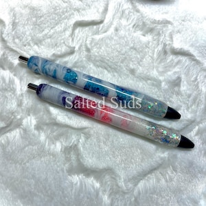 Custom Beach Glitter Pens -Custom Glitter Gel Pen - Refillable Glitter Pens - Black Ink Gel Pens - Custom Gifts - Gift