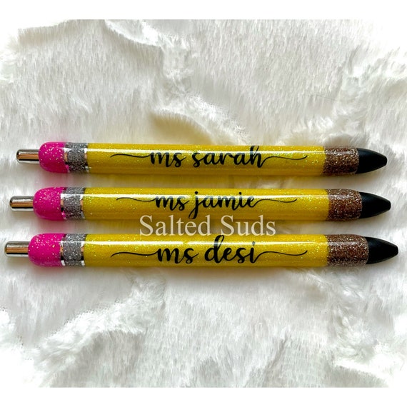 Custom Pencil Glitter Gel Pen: Refillable Black Ink Papermate Inkjoy