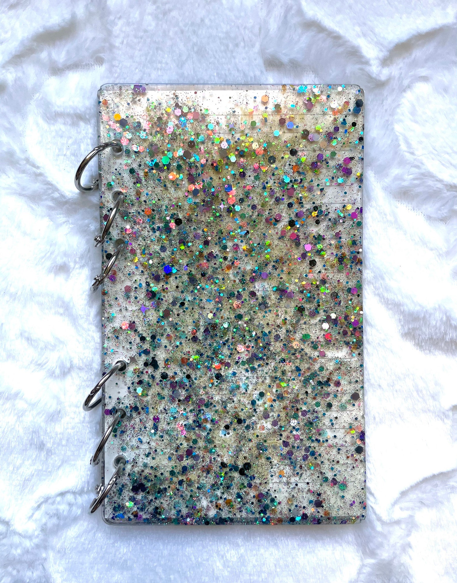 Glitter Notebook Iridescent Glitter Notebook White Glitter Etsy
