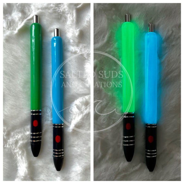 Custom Light Sword Glow Pens -Custom Glow Gel Pen - Refillable Pens - Glow- UV- Glow in the Dark- Custom Gifts - Gift