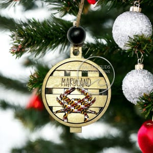 Maryland Crab Basket Ornament, Coastal Ornament, Maryland Flag Ornament, Christmas Ornament, Holiday Ornament