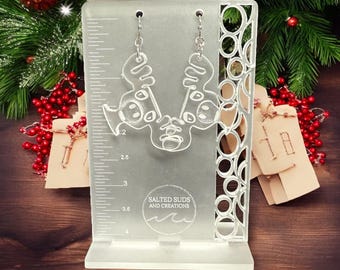 Christmas Moose Mug Earrings: Holiday Stainless Steel Jewelry