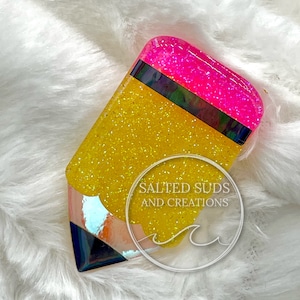 Custom Glitter Pencil Retractable Badge Reel, Glitter Pencil Badge Reel, Glitter Badge Reel, Teacher Badge Reel, Badge Reel Topper, Gift