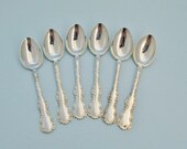 Louis XV Demitasse Spoon Set, Six Vintage Roden Bros. Sterling Silver 4 Inch Coffee or Tea Spoons, Birks