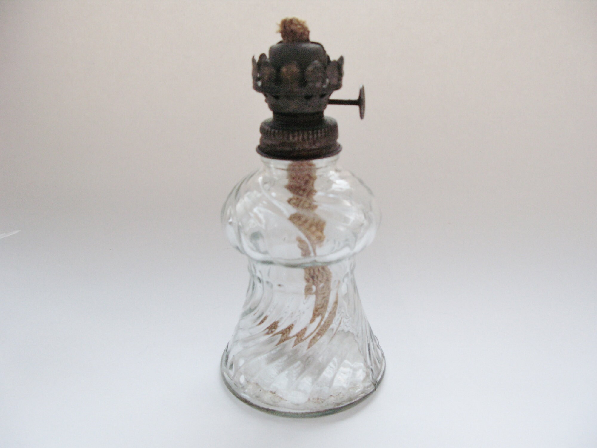 Miniature Acorn Oil Lamp Clear Glass Swirl P & A Burner Etsy Canada