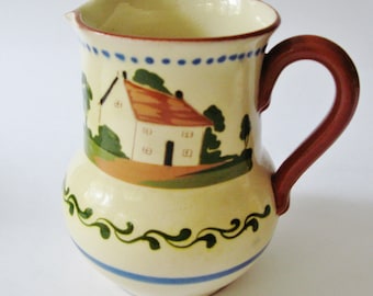 Torquay Mottoware Cottage 5 3/8" Pitcher / Jug "God hath often a great share in a little home"